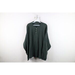 Vtg 90s Streetwear Mens 2XL Faded Thermal Waffle Knit Long Sleeve Henley T-Shirt